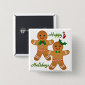 Happy Holiday Gingerbread Man Boy Girl Button (Vorne & Hinten)