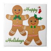 Happy Holiday Gingerbread Man Boy Girl Fliese (Vorderseite)