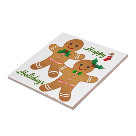 Happy Holiday Gingerbread Man Boy Girl Fliese (Seite)