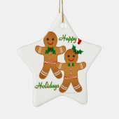 Happy Holiday Gingerbread Man Boy Girl Keramikornament (Rechts)