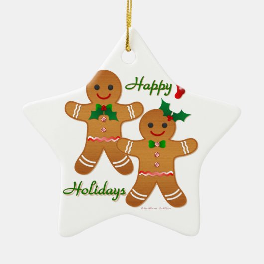 Happy Holiday Gingerbread Man Boy Girl Keramikornament (Vorne)