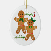 Happy Holiday Gingerbread Man Boy Girl Keramikornament (Rechts)
