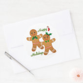 Happy Holiday Gingerbread Man Boy Girl Runder Aufkleber (Umschlag)