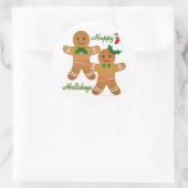 Happy Holiday Gingerbread Man Boy Girl Runder Aufkleber (Tasche)