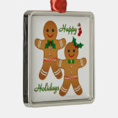 Happy Holiday Gingerbread Man Boy Girl Silbernes Ornament (Rechts)