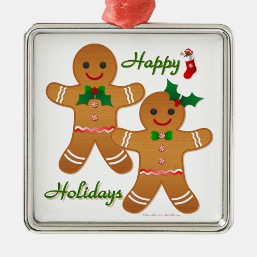 Happy Holiday Gingerbread Man Boy Girl Silbernes Ornament (Vorne)