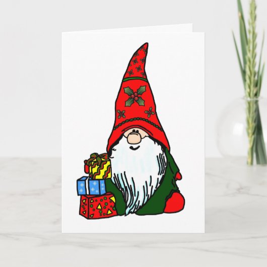 Happy Holiday Gnome Feiertagskarte (Vorderseite)