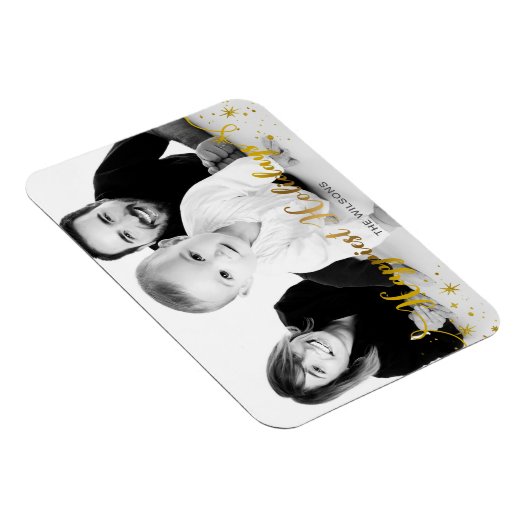 Happy Holiday Gold Foto Holiday Card Magnet (Rechte Seite)