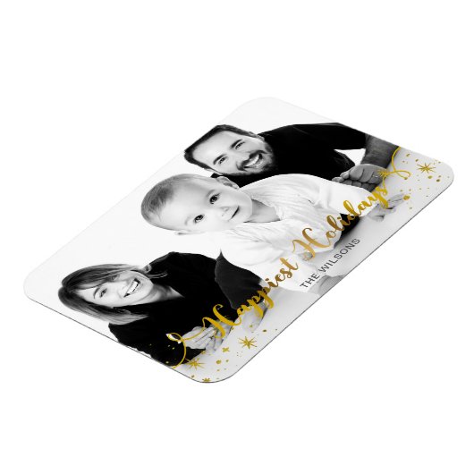 Happy Holiday Gold Foto Holiday Card Magnet (Linke Seite)