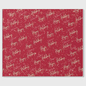 Happy Holiday Golden Script Individuelle Name Rote Geschenkpapier (Flach)