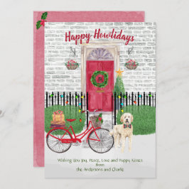 Happy Holiday Goldendoodle Fahrrad Rote Tür