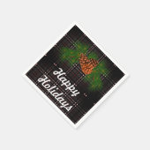 Happy Holiday - Grauer Tartan mit Kiefernkegeldeta Serviette (Ecke)