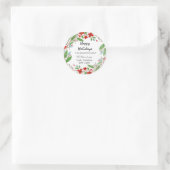 Happy Holiday Greenery Red Wreath Runder Aufkleber (Tasche)