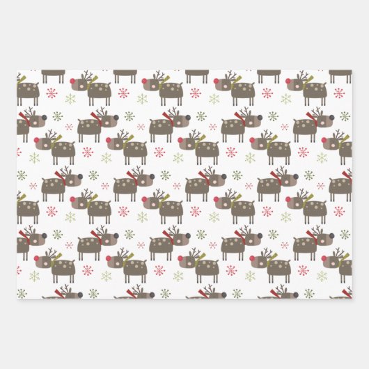 Happy Holiday heilig verlasst niedliche Rentierwei Geschenkpapier Set (Vorderseite)