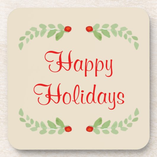 Happy Holiday Holly Untersetzer (Vorderseite)