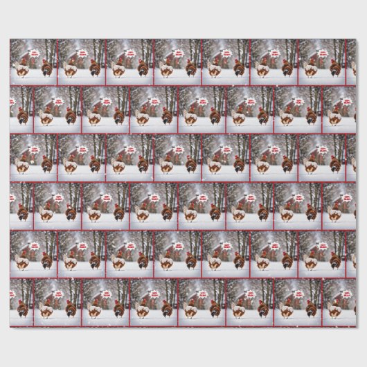 Happy Holiday Hühner in Schneeflocken Geschenkpapier (Flach)