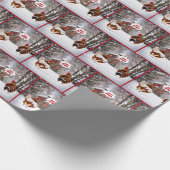 Happy Holiday Hühner in Schneeflocken Geschenkpapier (Ecke)