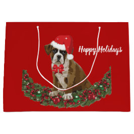 Happy Holiday Hund Xmas Weihnachtsmannmütze Niedli Große Geschenktüte