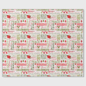 Happy Holiday Individuelle Name Farbenfrohe Weihna Geschenkpapier (Flach)