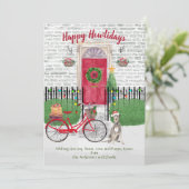 Happy Holiday Irish Wolfhound Bicycle Red Door (Stehend Vorderseite)