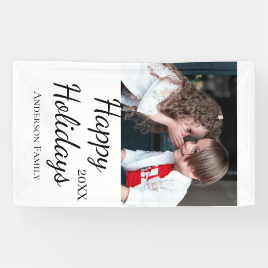 Happy Holiday Kinder Foto Moderne Geschenke Text Banner (Horizontal)