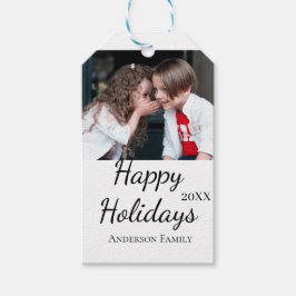 Happy Holiday Kinder Foto Moderne Geschenke Text Geschenkanhänger