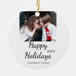 Happy Holiday Kinder Foto Moderne Geschenke Text Keramik Ornament
