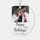 Happy Holiday Kinder Foto Moderne Geschenke Text Keramik Ornament (Links)