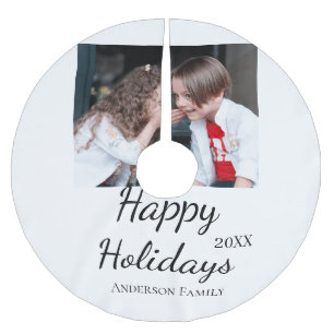 Happy Holiday Kinder Foto Moderne Geschenke Text Polyester Weihnachtsbaumdecke
