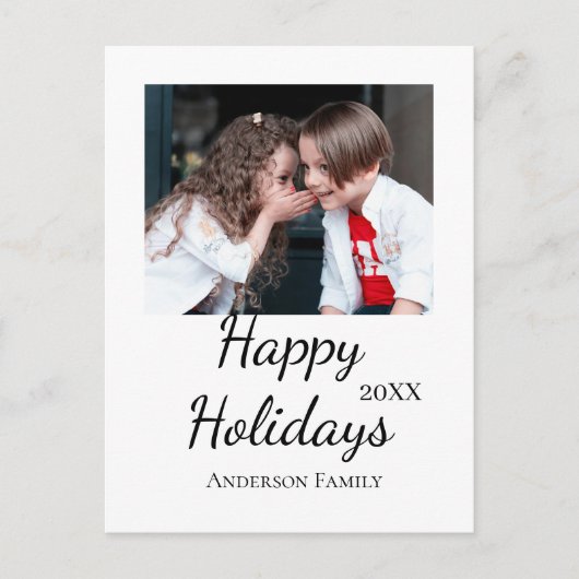 Happy Holiday Kinder Foto Moderne Geschenke Text Postkarte (Vorderseite)