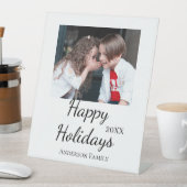 Happy Holiday Kinder Foto Moderne Geschenke Text Sockelschild (In Situ)