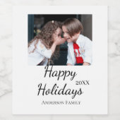 Happy Holiday Kinder Foto Moderne Geschenke Text Weinetikett (Einzelnes Label)