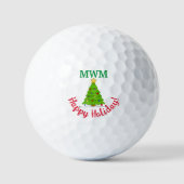 Happy Holiday Monogram Christmas Tree Golf Ball (Vorderseite)