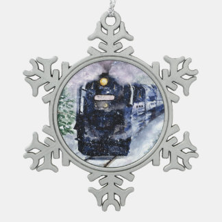 Happy Holiday Northern Express Schneeflocken Zinn-Ornament
