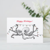 Happy Holiday Octopus Card Einladung (Stehend Vorderseite)