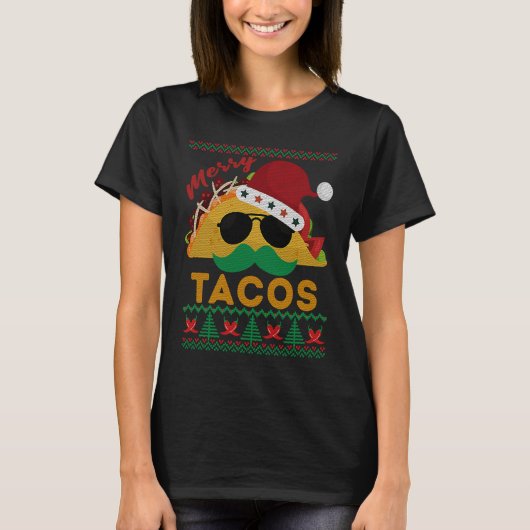 Happy Holiday Party Merry Taco Ugly Christmas Mexi T-Shirt (Vorderseite)