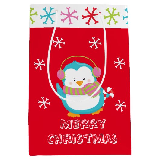 Happy Holiday Penguin Mittlere Geschenktüte (Vorderseite)