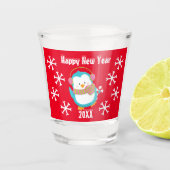 Happy Holiday Penguin Schnapsglas (Vorderseite)