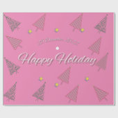 Happy Holiday Pink Wrapping Paper Geschenkpapier (Flach)