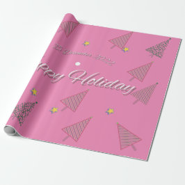 Happy Holiday Pink Wrapping Paper Geschenkpapier