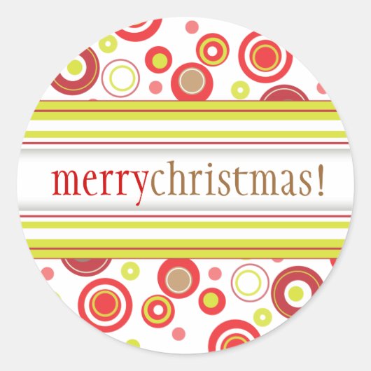 Happy Holiday Polka Dot Red Green Umschlag Aufkleb Runder Aufkleber (Vorderseite)