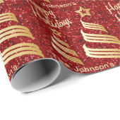 Happy Holiday Red Confetti und Gold | Weihnachten Geschenkpapier (Rolleneckpunkt)