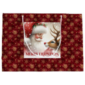 Happy Holiday Santa Claus Rudolph Gift Bag Große Geschenktüte (Rückseite)