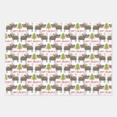 Happy Holiday Schneeflocken niedliche Rentiere Wei Geschenkpapier Set (Vorderseite)