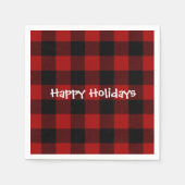 Happy Holiday Schwarz und Rot Büffel kariert Serviette (Vorderseite)