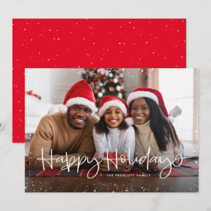 Happy holiday simple snow frame photo card feiertagskarte