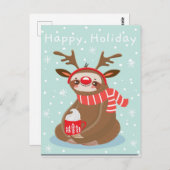 Happy Holiday Sloth Postkarte (Vorne/Hinten)