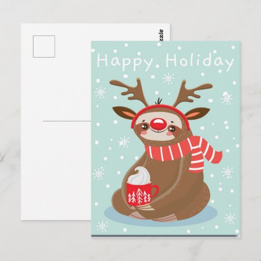 Happy Holiday Sloth Postkarte (Vorne/Hinten)