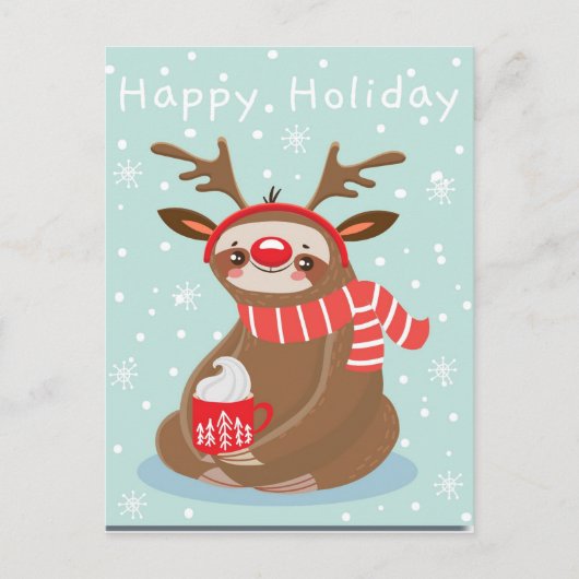 Happy Holiday Sloth Postkarte (Vorderseite)