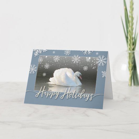 Happy Holiday Swan Card Feiertagskarte (Vorderseite)